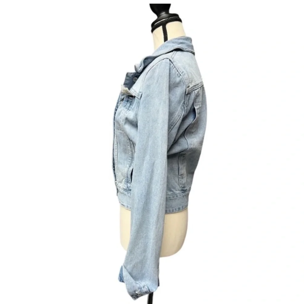 FREE PEOPLE denim jacket western button down denim small boho - Picture 2 of 11